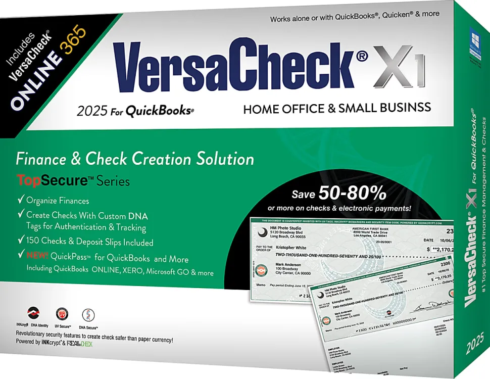 VersaCheck X1 For QuickBooks + VersaCheck ONLINE Gold Bundle, 2025, 1-Year Subscription, PC, Product Key/Download