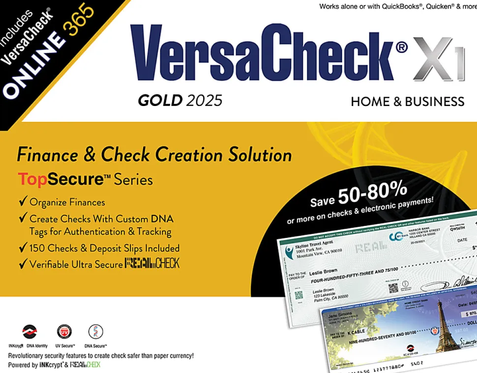 VersaCheck X1 Gold 2025 + VersaCheck ONLINE Gold, 1-Year Subscription Bundle, PC, Download/Product Key