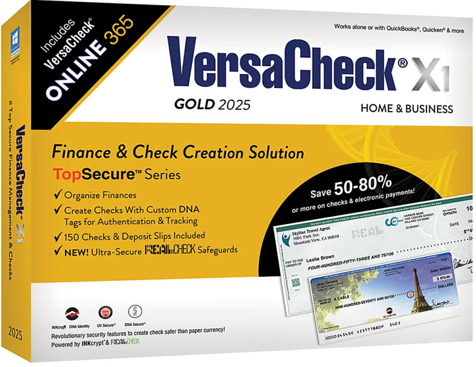 VersaCheck X1 Gold 2025 + VersaCheck ONLINE Gold, 1-Year Subscription Bundle, PC, Download/Product Key