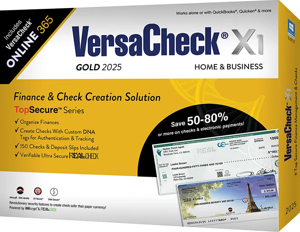 VersaCheck X1 Gold 2025 + VersaCheck ONLINE Gold, 1-Year Subscription Bundle, PC, Download/Product Key