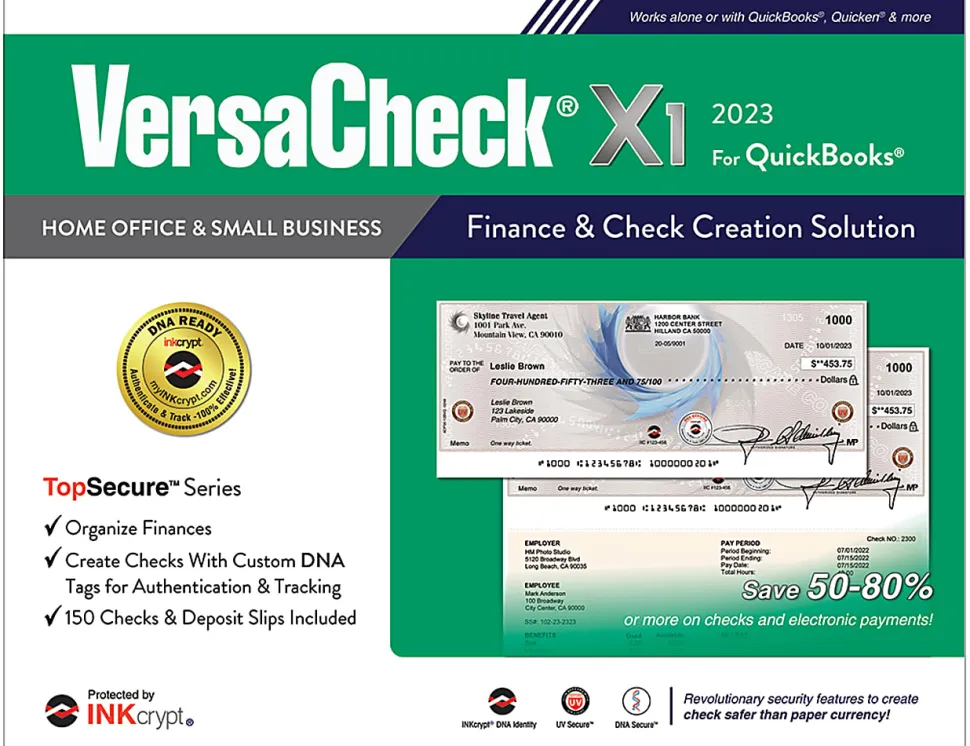 VersaCheck® X1 INKcrypt For QuickBooks® Software, 2023, Windows® 8.1/10/11, Disc/Product Key