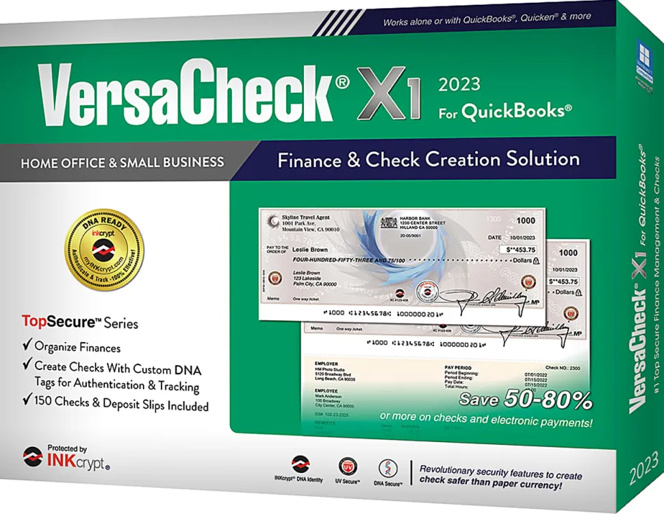 VersaCheck® X1 INKcrypt For QuickBooks® Software, 2023, Windows® 8.1/10/11, Disc/Product Key