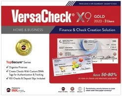 VersaCheck® X9 INKcrypt Gold Software, 2023, For 3 Users, Windows® 8.1/10/11, Disc/Product Key