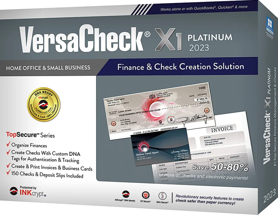 VersaCheck® X1 INKcrypt Platinum Software, 2023, Windows® 8.1/10/11, Disc/Product Key