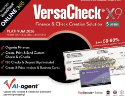 VersaCheck X9 Platinum 2026 + VersaCheck ONLINE Platinum Bundle, 5 Users, 1-Year Subscription, PC, Download