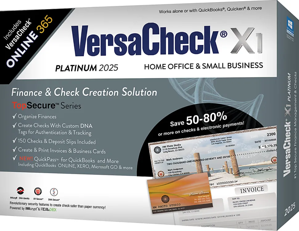 VersaCheck X1 Platinum + VersaCheck ONLINE Platinum Bundle, 2025, 1-Year Subscription, PC, Product Key/Download