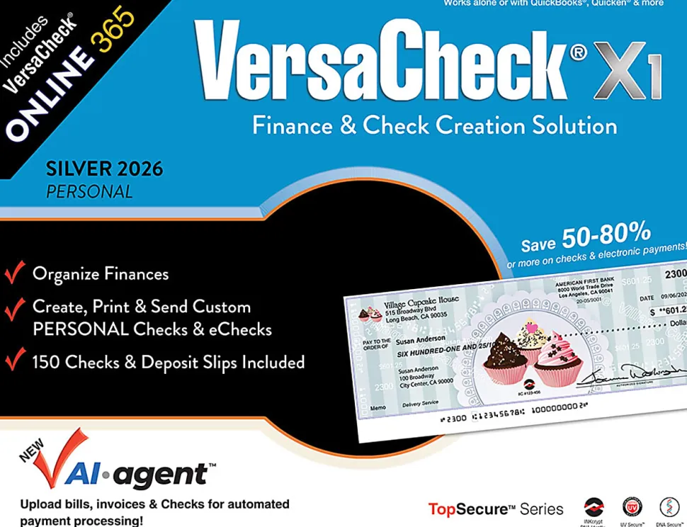 VersaCheck X1 Silver 2026 + VersaCheck ONLINE Silver Bundle, 1-Year Subscription, PC, Download