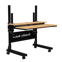 VersaDesk® Foundry Bench® Electric Portable Height Adjustable Standing Desk, 48”W, Black/Bamboo