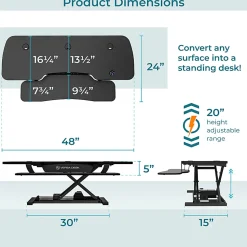 VersaDesk PowerPro Sit-To-Stand Height-Adjustable Electric Desk Converter, 48”W, Black