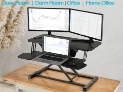 VersaDesk Power Riser Sit-To-Stand Height-Adjustable Electric Desk Converter, 40"W x 24"D, Black