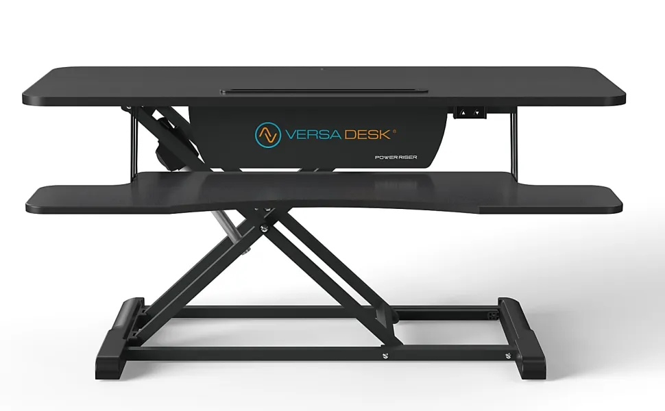 VersaDesk Power Riser Sit-To-Stand Height-Adjustable Electric Desk Converter, 40"W x 24"D, Black