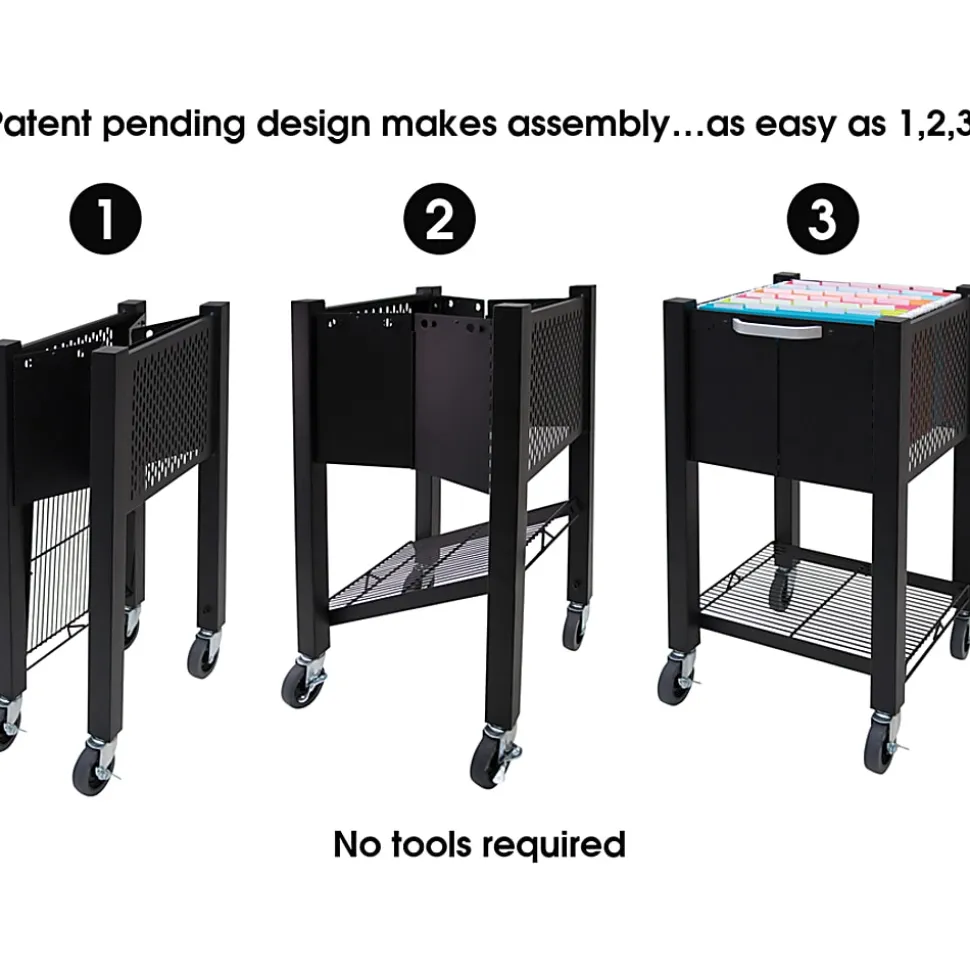 Vertiflex® SmartWorx Sidekick Steel File Cart, 27 3/4"H x 15"W x 16 1/2"D, Black