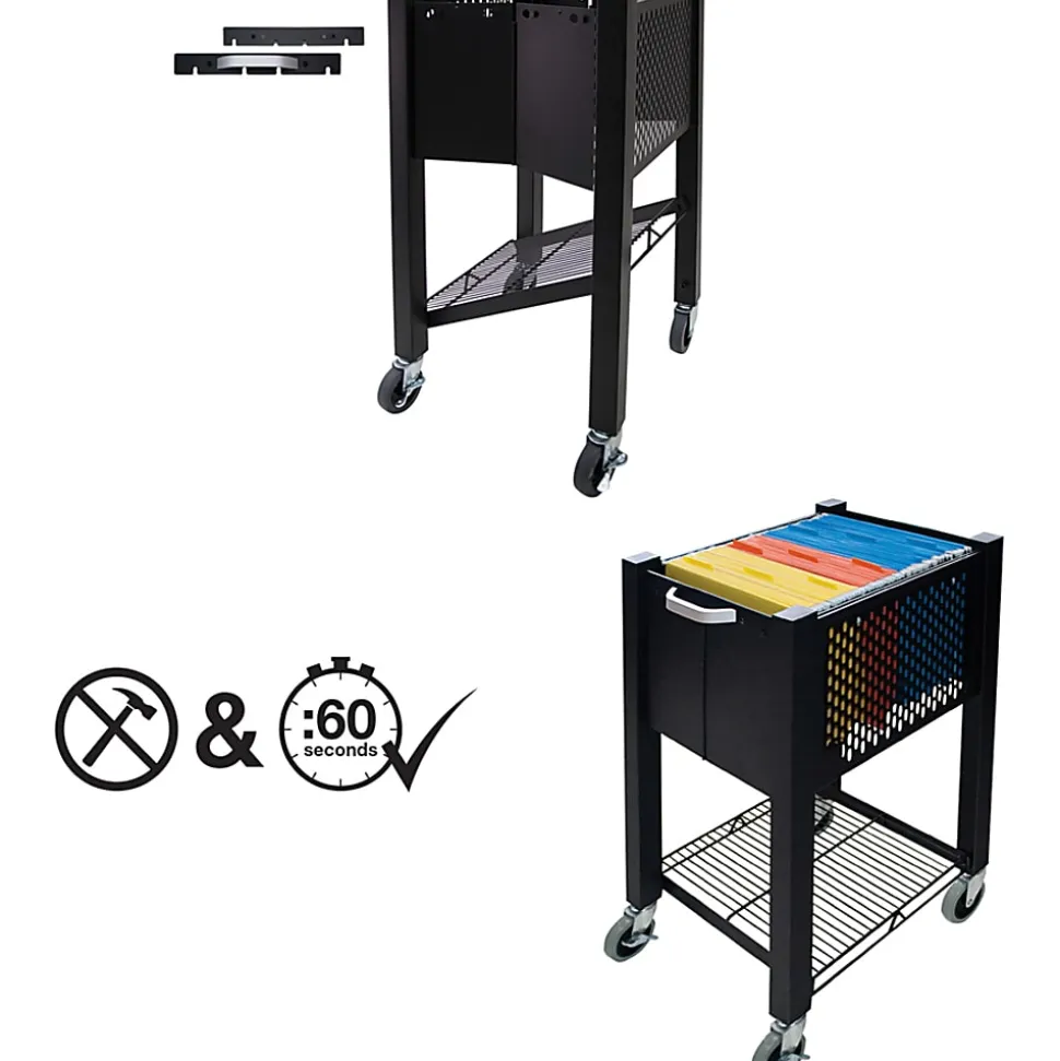 Vertiflex® SmartWorx Sidekick Steel File Cart, 27 3/4"H x 15"W x 16 1/2"D, Black