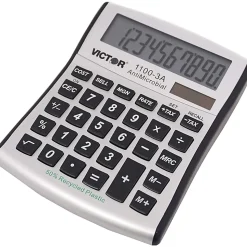 Victor 11003A Mini Desktop Calculator - Large Display, Angled Display, Dual Power, Independent Memory, Battery Backup - 11003A