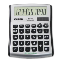 Victor 11003A Mini Desktop Calculator - Large Display, Angled Display, Dual Power, Independent Memory, Battery Backup - 11003A