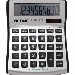 Victor 11003A Mini Desktop Calculator - Large Display, Angled Display, Dual Power, Independent Memory, Battery Backup - 11003A