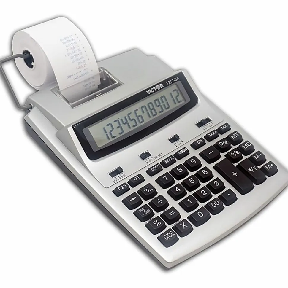 Victor® 1212-3A Printing Calculator With Antimicrobial Protection, Blue/Red Print, 2.7 Lines/Sec