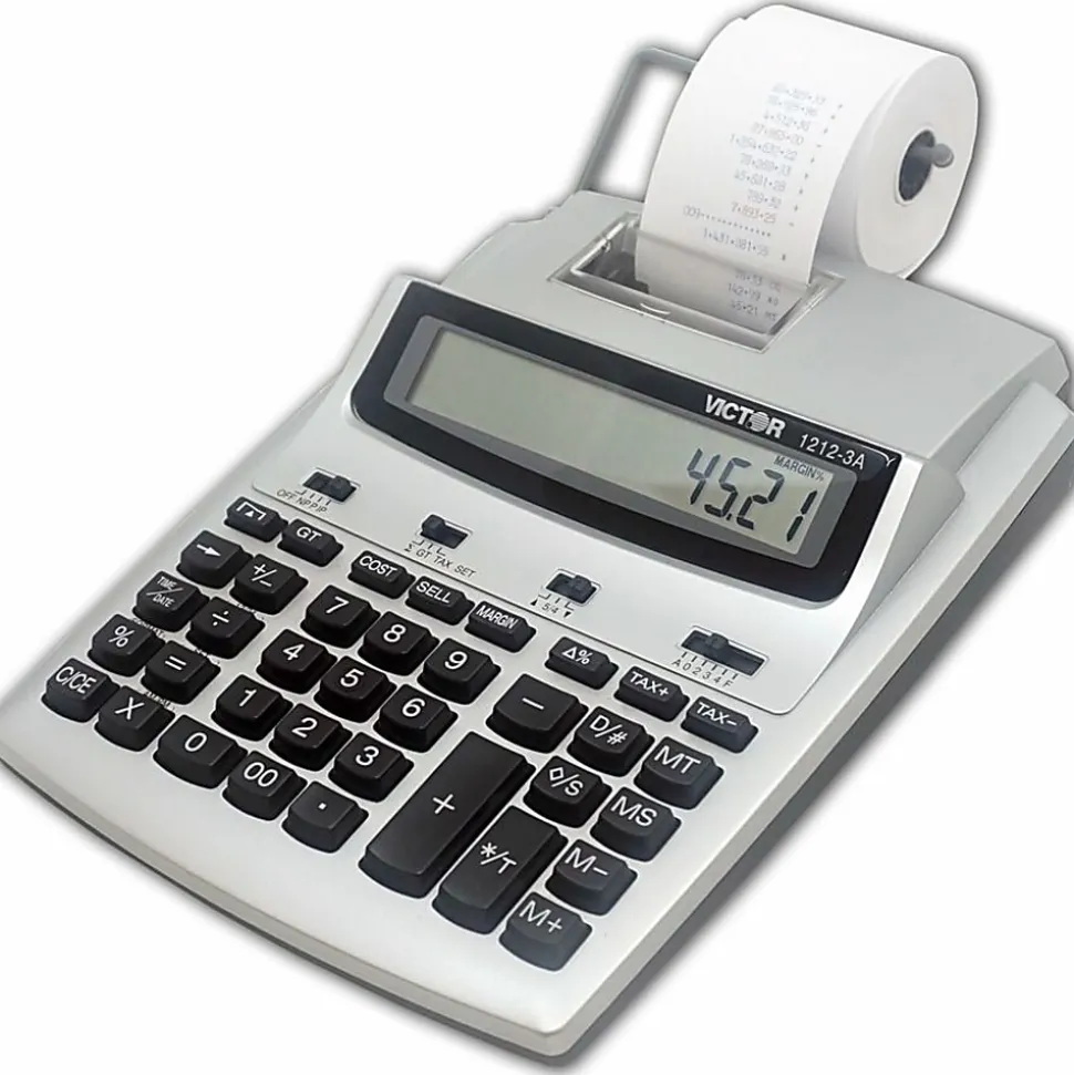 Victor® 1212-3A Printing Calculator With Antimicrobial Protection, Blue/Red Print, 2.7 Lines/Sec