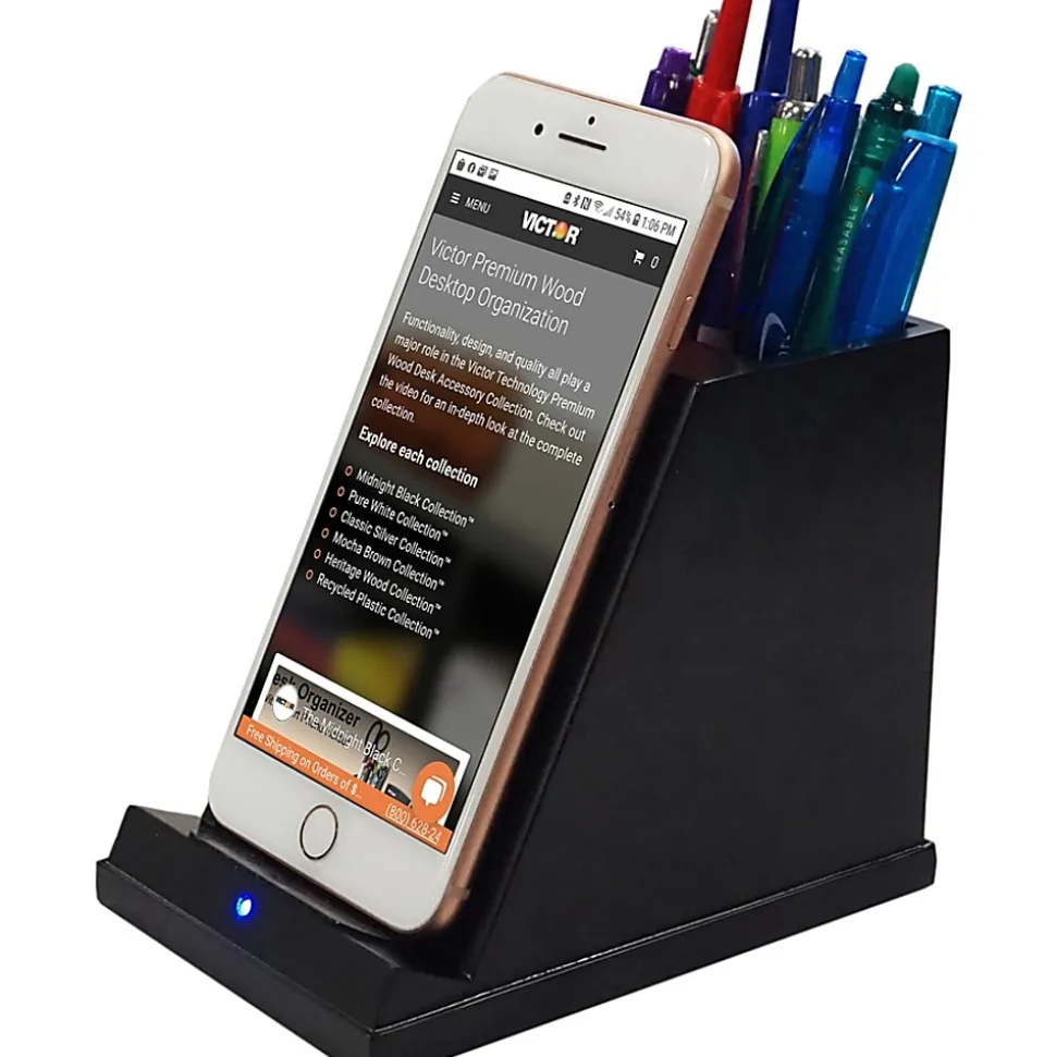 Victor CS100 Wireless Phone Charger with Pencil Cup - Input connectors: USB - 1 Each
