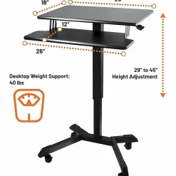 Victor® DC550 26"W Mobile Adjustable Standing Desk With Keyboard Tray