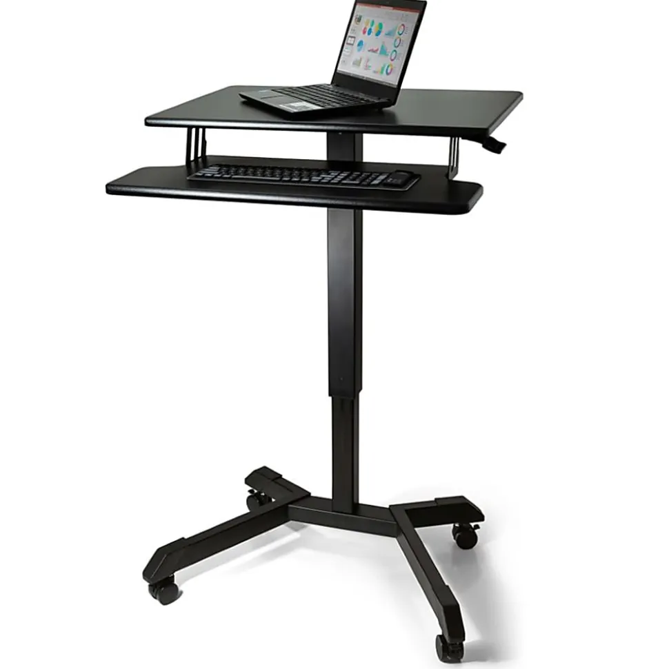 Victor® DC550 26"W Mobile Adjustable Standing Desk With Keyboard Tray