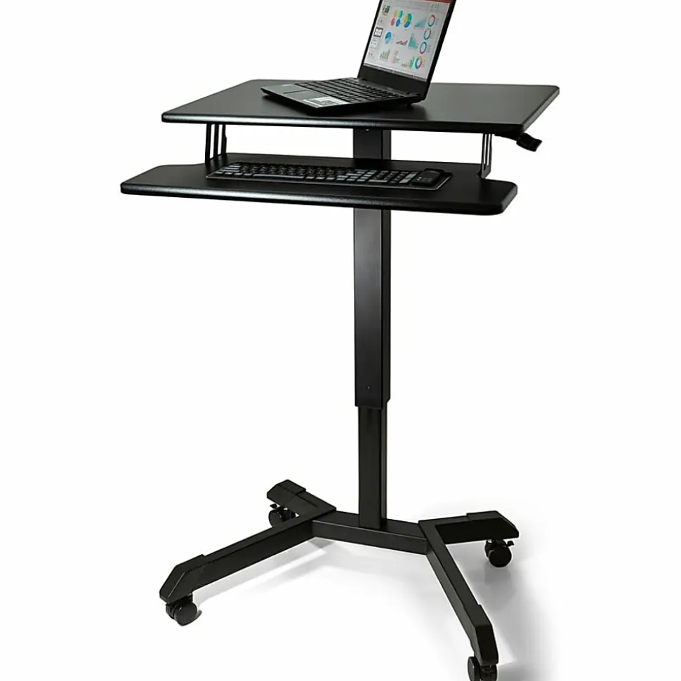 Victor® DC550 26"W Mobile Adjustable Standing Desk With Keyboard Tray