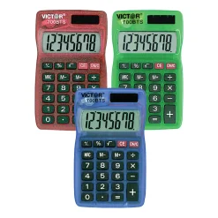 Victor® Dual-Power Pocket Calculators, Pack Of 5