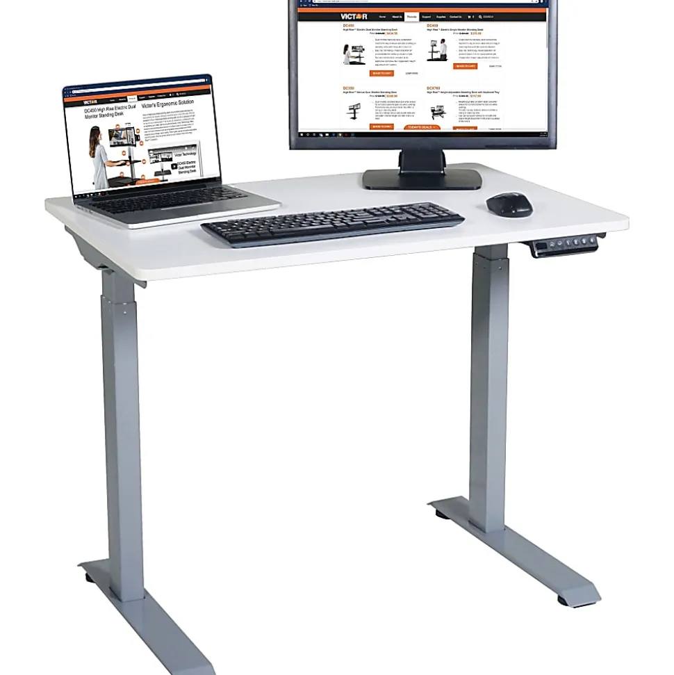 Victor Electric 36"W Standing Desk, White