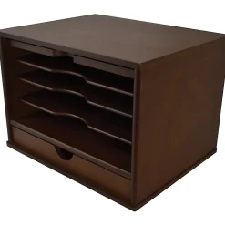 Victor Heritage Wood Desktop Organizer, 4 Compartment(s), 1 Drawer(s), 9.4