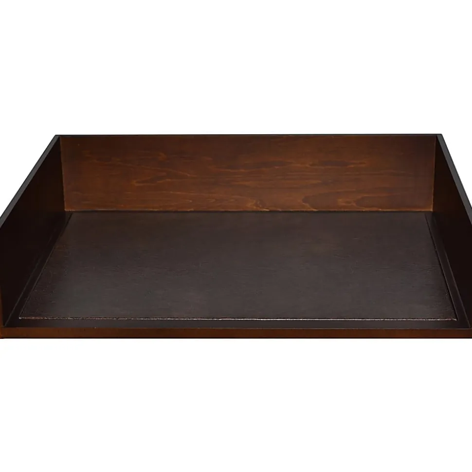 Victor Heritage Wood Stacking Letter Tray - 1 Compartment(s) - 3.1" x 13.2"x 10.6" Depth - Desktop - Natural - Faux Leather, Wood - 1 Each - H1154