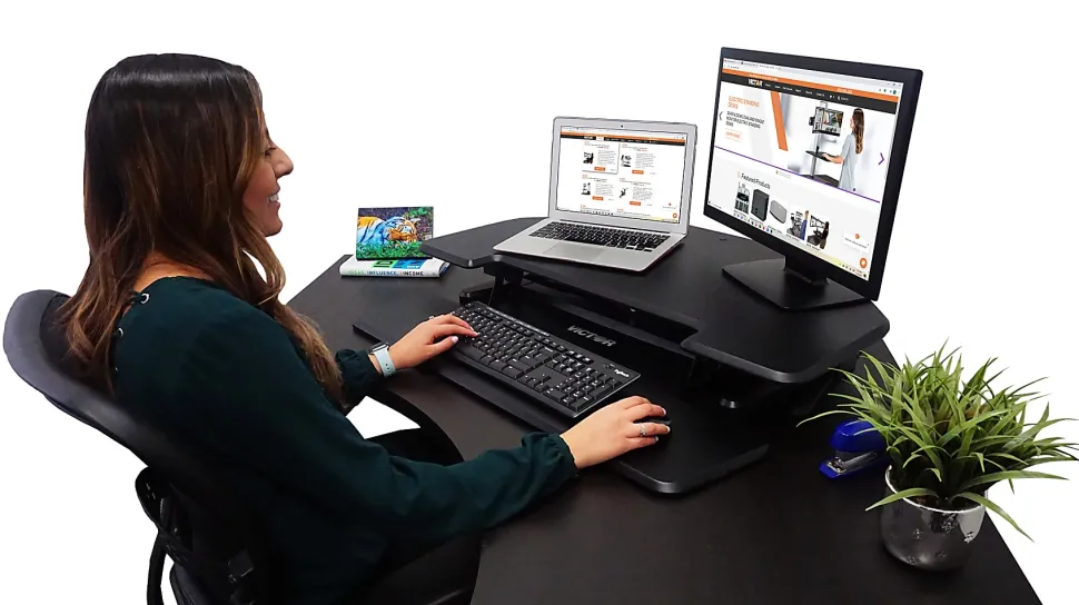 Victor High Rise DCX650 Electric Corner Standing Desk Converter, Black