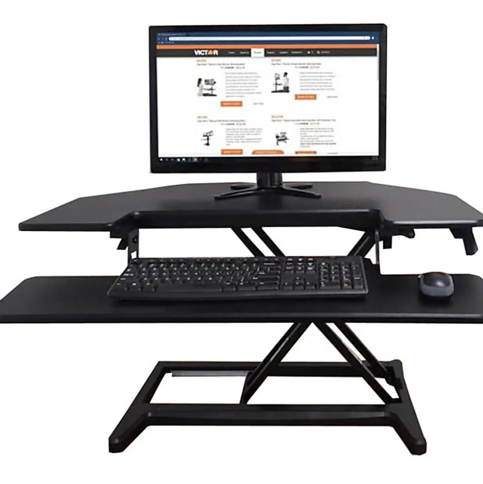 Victor High Rise DCX650 Electric Corner Standing Desk Converter, Black