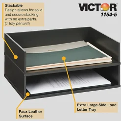 Victor® Midnight Black Collection Stacking Letter Tray