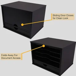 Victor Midnight Black Collection Wood Desktop Organizer, 14
