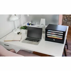 Victor Midnight Black Collection Wood Desktop Organizer, 14