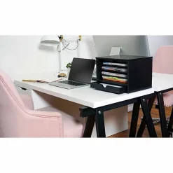 Victor Midnight Black Collection Wood Desktop Organizer, 14