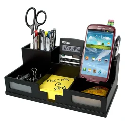 Victor® Midnight Black Collection™ Desk Organizer With Smartphone Holder, 5 1/2