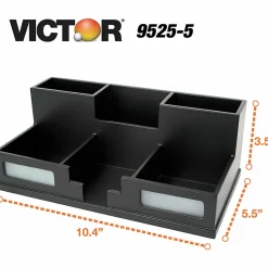 Victor® Midnight Black Collection™ Desk Organizer With Smartphone Holder, 5 1/2