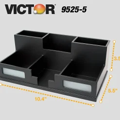 Victor® Midnight Black Collection™ Desk Organizer With Smartphone Holder, 5 1/2
