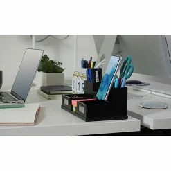 Victor® Midnight Black Collection™ Desk Organizer With Smartphone Holder, 5 1/2