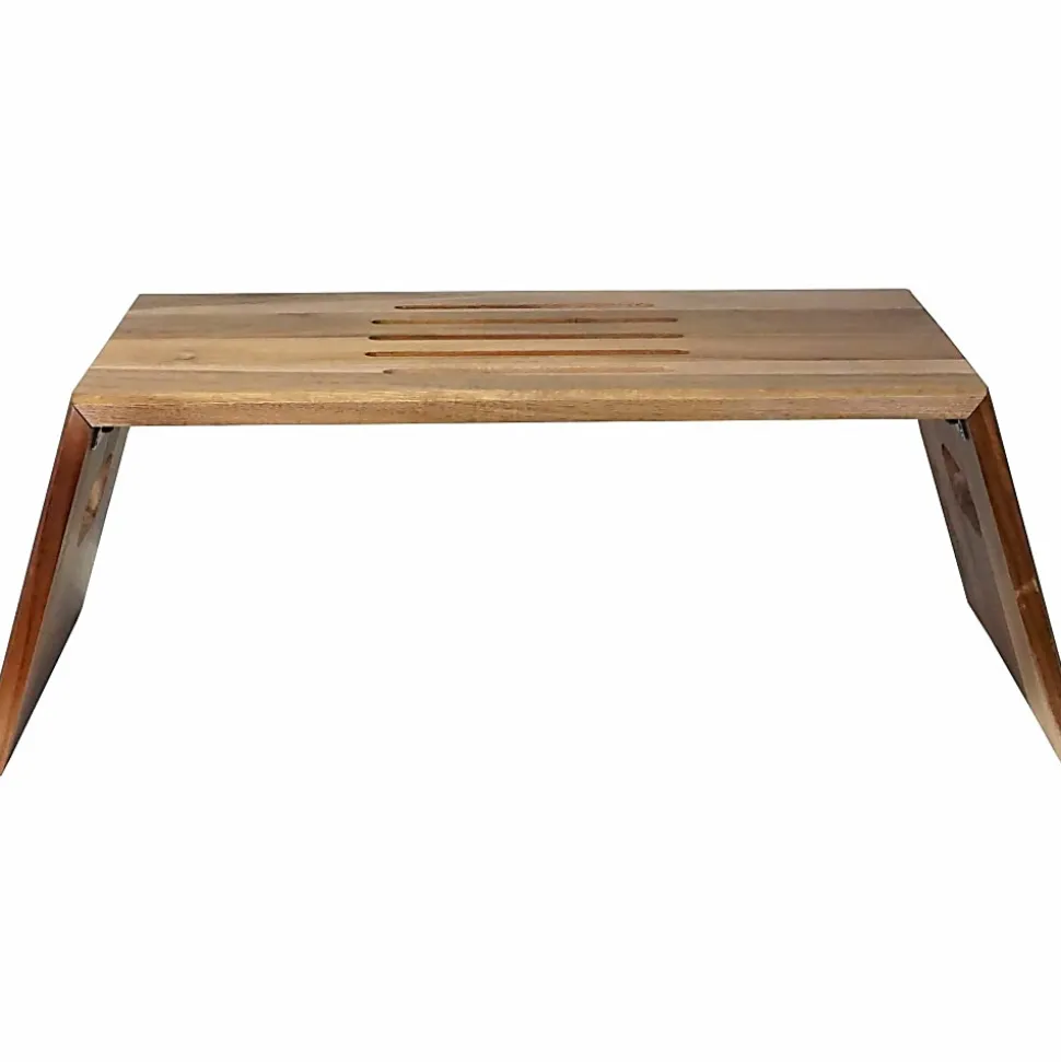 Victor® Portable Folding 26"W Acacia Wood Laptop Desk, Deep Brown