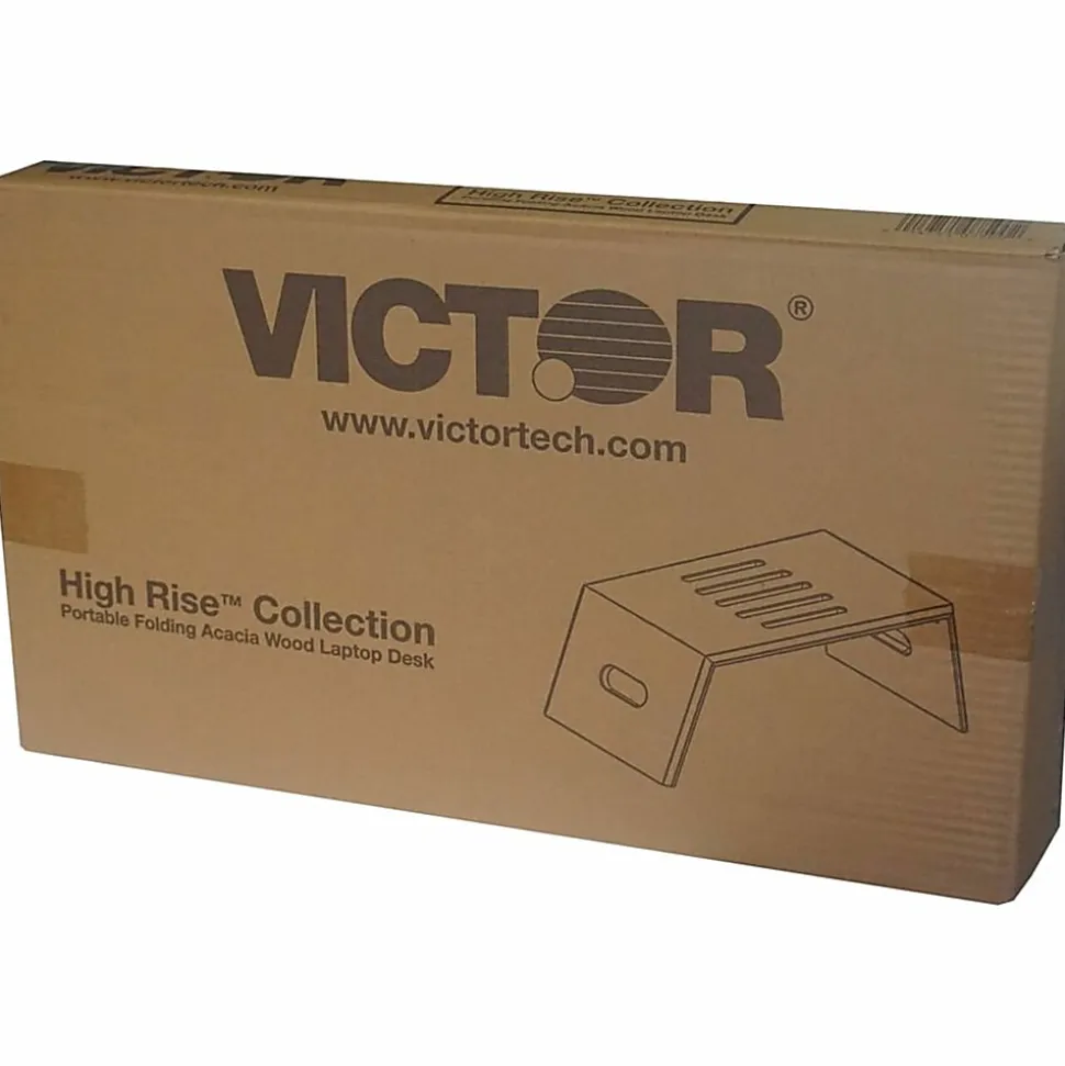 Victor® Portable Folding 26"W Acacia Wood Laptop Desk, Deep Brown