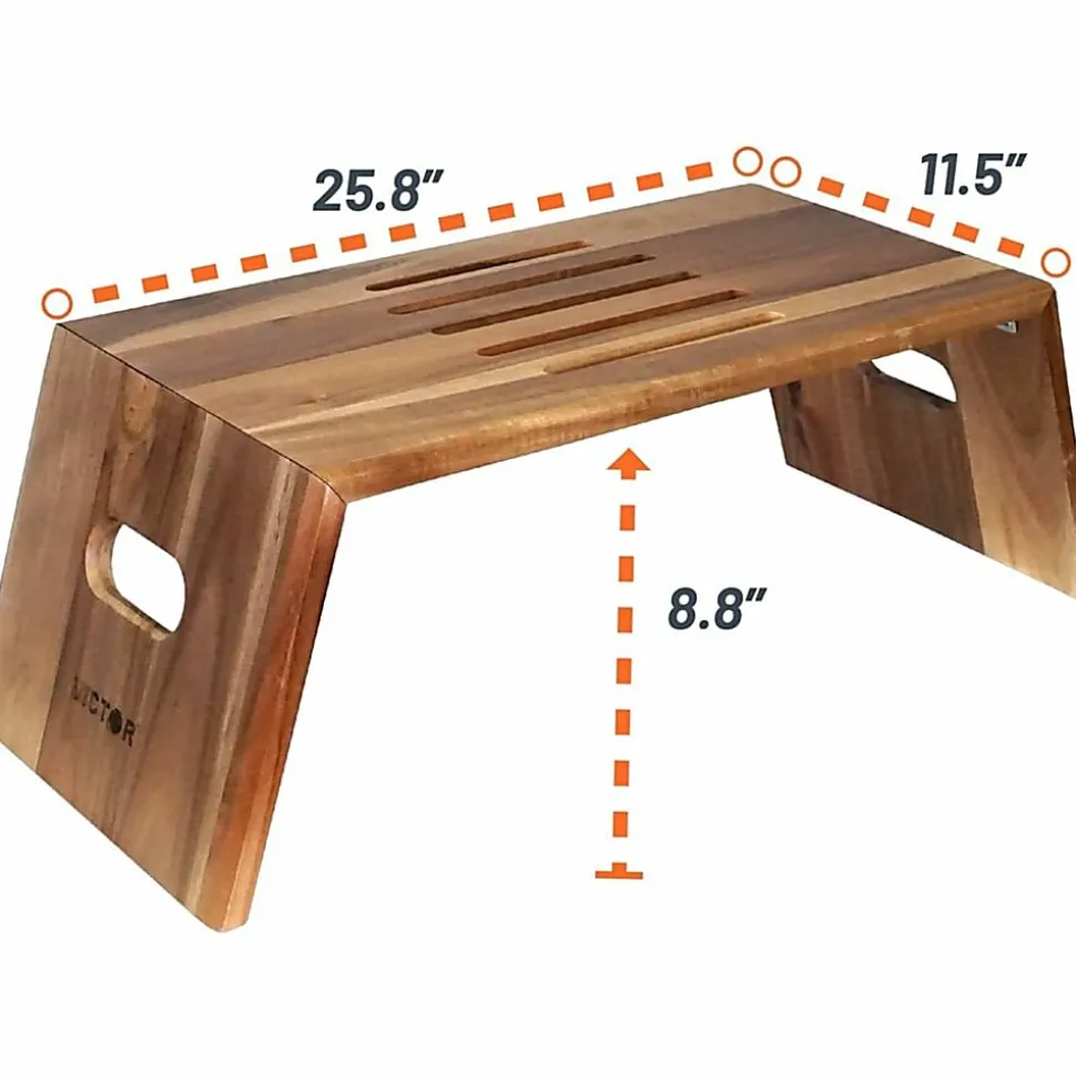 Victor® Portable Folding 26"W Acacia Wood Laptop Desk, Deep Brown