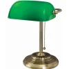 Victory Light Banker's Brass Desk Lamp - 12.5" - 10 W LED Bulb - Hanging Chain, Durable - Metal - Desk Mountable - Brass, Green -  - 9B101AB