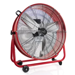 Vie Air 3-Speed Commercial Floor Drum Fan, 24" x 30-1/4", Red