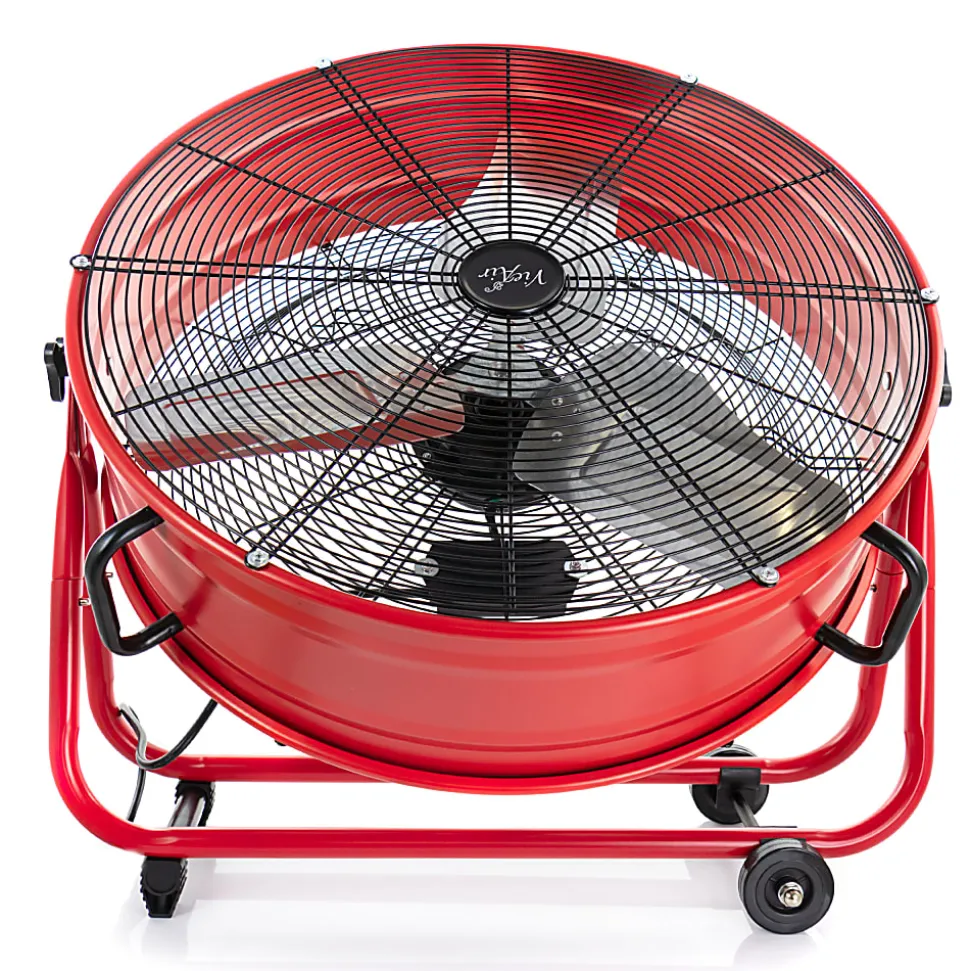 Vie Air 3-Speed Commercial Floor Drum Fan, 24" x 30-1/4", Red