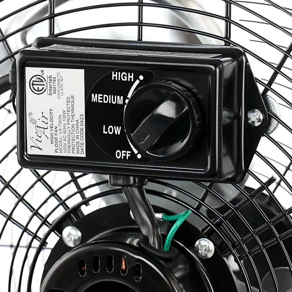 Vie Air 20" 3-Speed Industrial Tilting High-Velocity Metal Floor Fans, Set Of 2 Fans