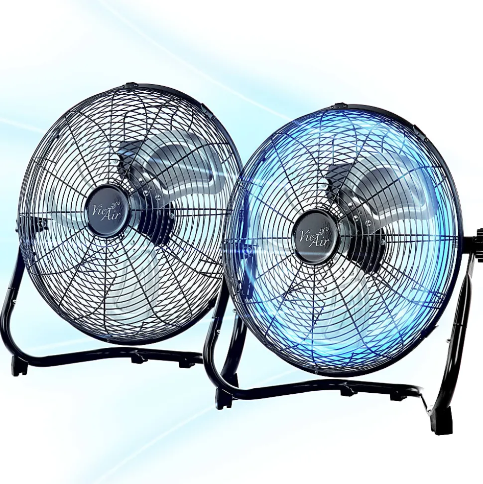 Vie Air 20" 3-Speed Industrial Tilting High-Velocity Metal Floor Fans, Set Of 2 Fans