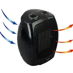 Vie Air 1500-Watt Portable Ceramic Office Heater, 6"H x 7-1/4"W x 9-1/4"D, Black