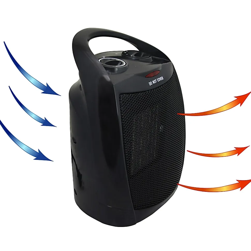 Vie Air 1500W Portable Ceramic Heater, 5-3/4"H x 7"W x 10"D, Black